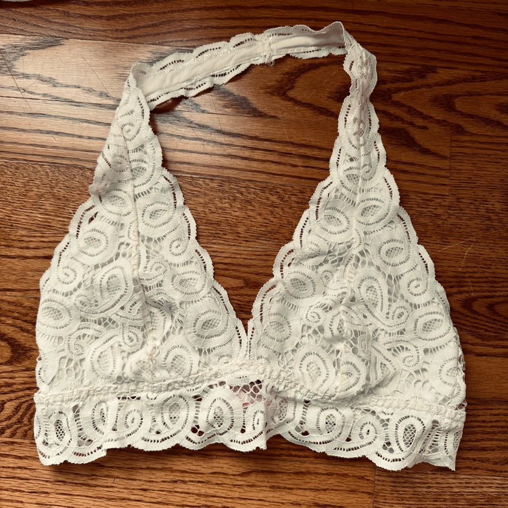Victoria’s  Secret PINK White Lace Halter Bralette Size L EUC - Picture 10 of 11